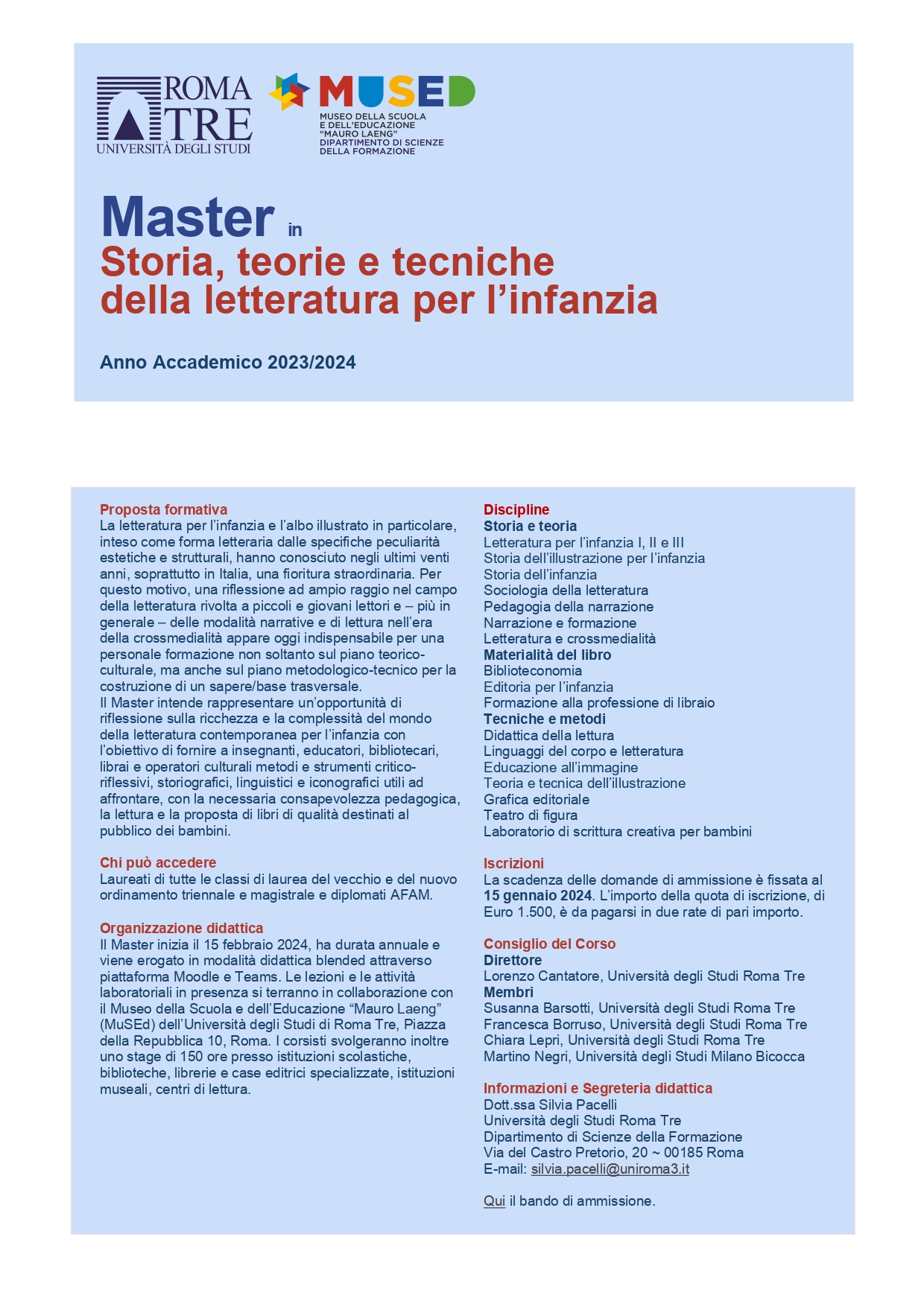 Master Letteratura per l'infanzia - Roma Tre Locandina primo lancio_page-0001